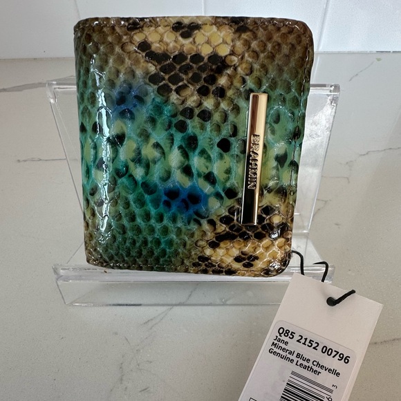 Brahmin Jane mineral blue chevelle leather wallet